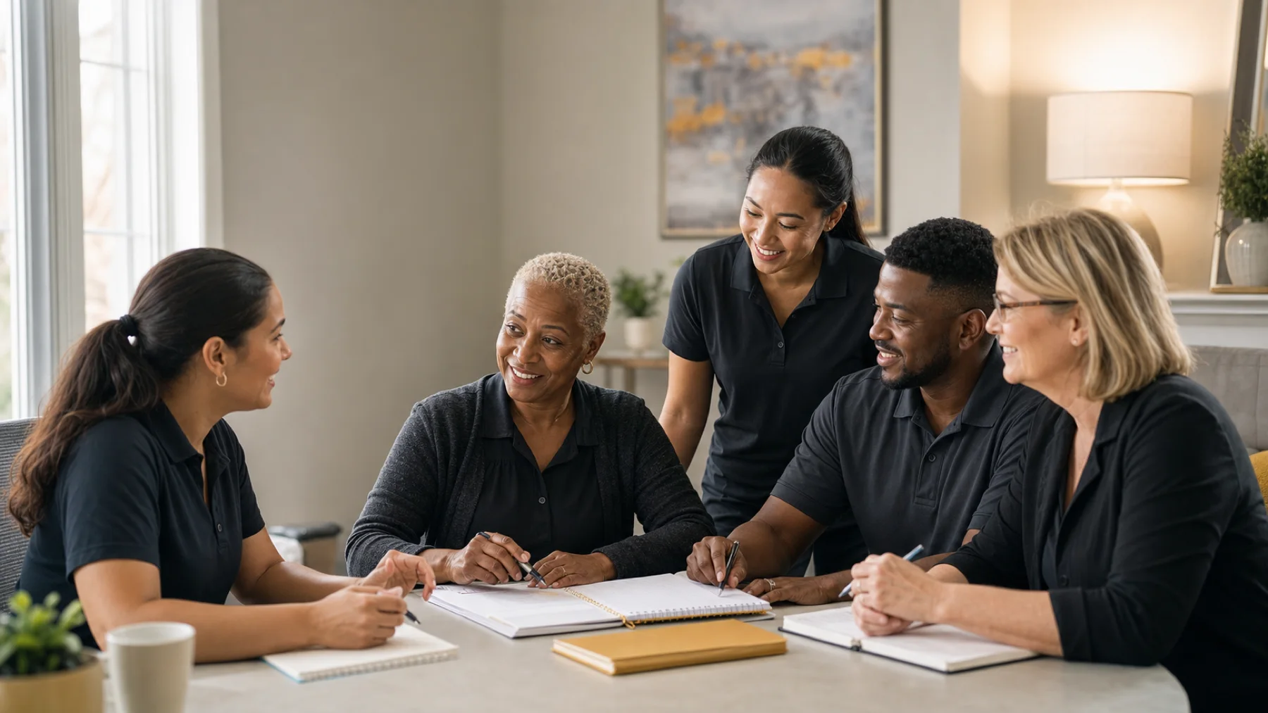 A team of professional caregivers collaborating together